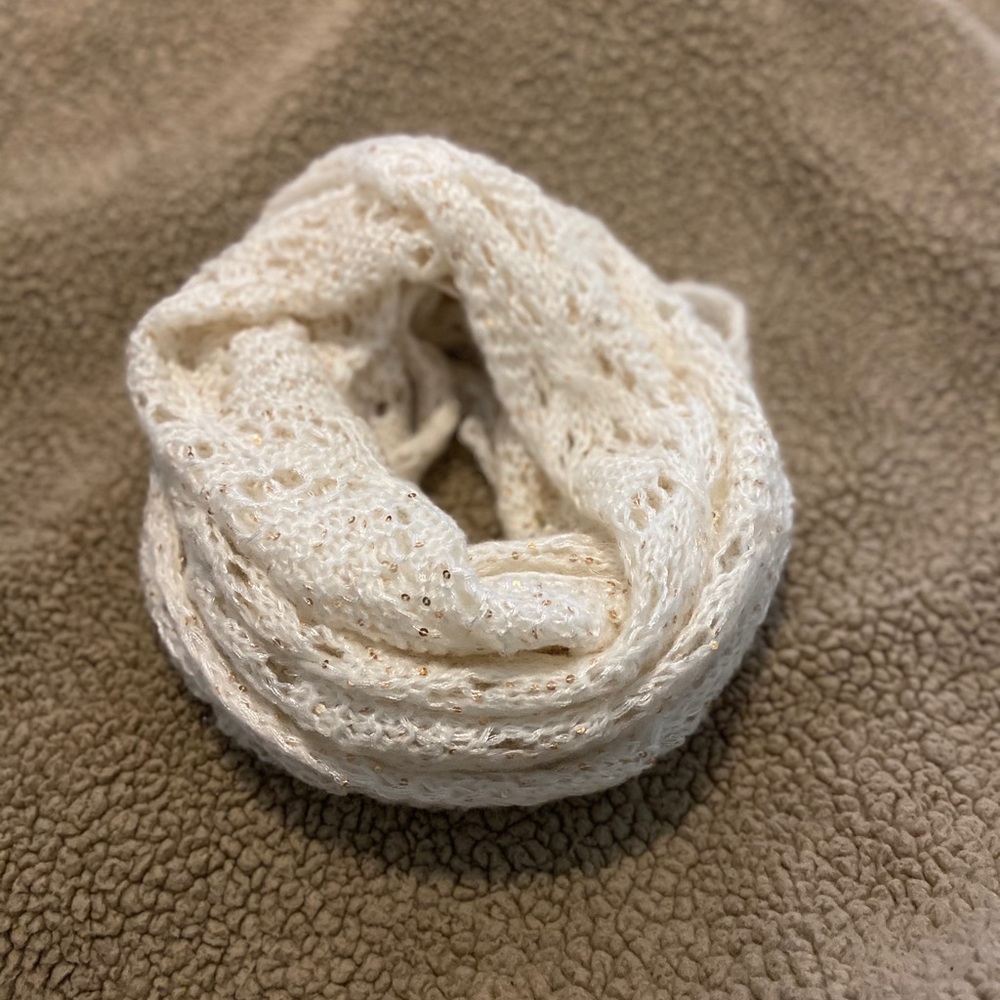 White Champagne Sparkle Infinity Scarf
